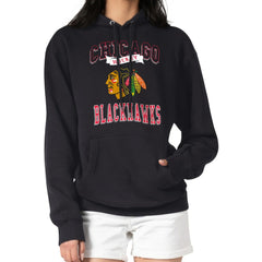 Chicago Blackhawks G-III 4Her by Carl Banks Women's Team Logo Tri-Blend Fleece Pullover Hoodie - Black Hoodies