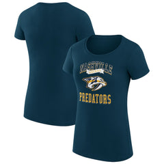 Nashville Predators G-III 4Her by Carl Banks Women's Super-Slim Fit Lightweight Team Logo Graphic T-Shirt - Navy T-shirts