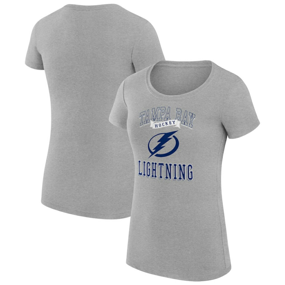 Tampa Bay Lightning G-III 4Her by Carl Banks Women's Super-Slim Fit Lightweight Team Logo Graphic T-Shirt - Heather Gray T-shirts