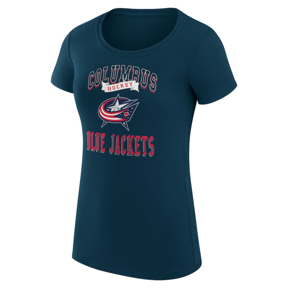 Columbus Blue Jackets G-III 4Her by Carl Banks Women's Super-Slim Fit Lightweight Team Logo Graphic T-Shirt - Navy T-shirts