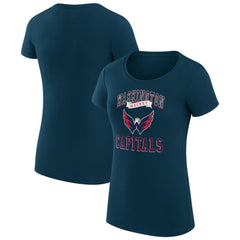 Washington Capitals G-III 4Her by Carl Banks Women's Super-Slim Fit Lightweight Team Logo Graphic T-Shirt - Navy T-shirts