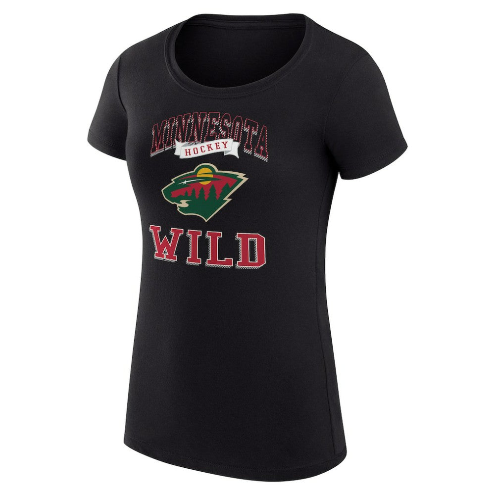 Minnesota Wild G-III 4Her by Carl Banks Women's Super-Slim Fit Lightweight Team Logo Graphic T-Shirt - Black T-shirts