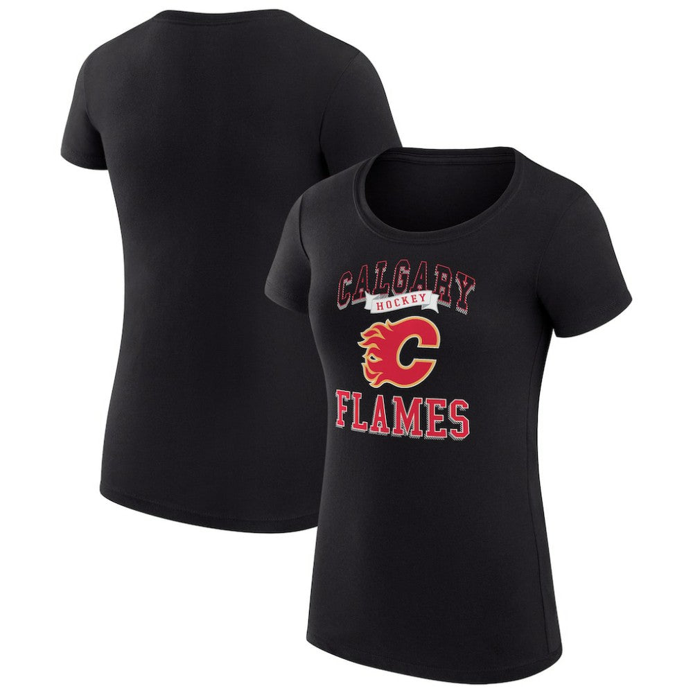 Calgary Flames G-III 4Her by Carl Banks Women's Super-Slim Fit Lightweight Team Logo Graphic T-Shirt - Black T-shirts