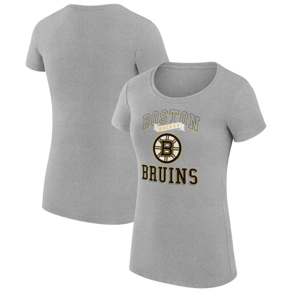 Boston Bruins G-III 4Her by Carl Banks Women's Super-Slim Fit Lightweight Team Logo Graphic T-Shirt - Heather Gray T-shirts