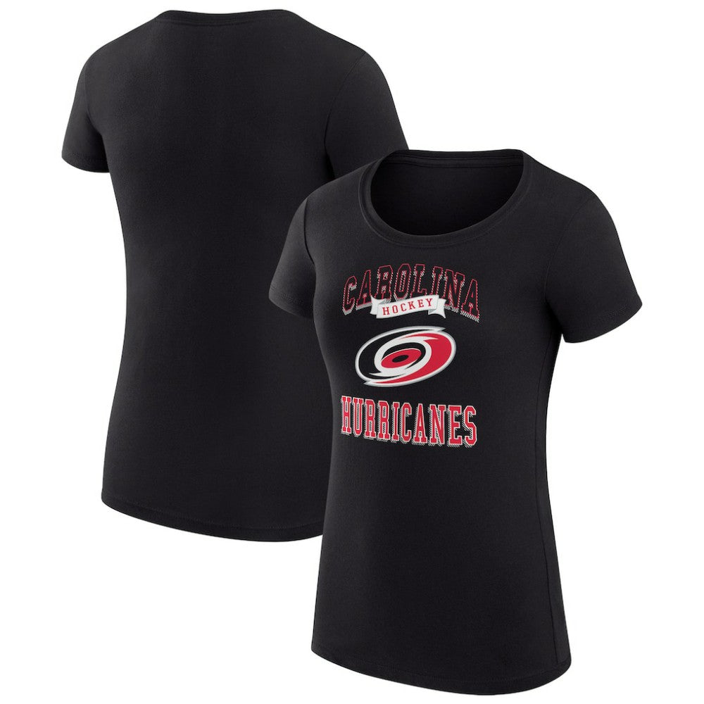 Carolina Hurricanes G-III 4Her by Carl Banks Women's Super-Slim Fit Lightweight Team Logo Graphic T-Shirt - Black T-shirts