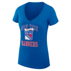 New York Rangers G-III 4Her by Carl Banks Women's Super-Slim Fit Lightweight Team Logo Graphic V-Neck T-Shirt - Blue T-shirts