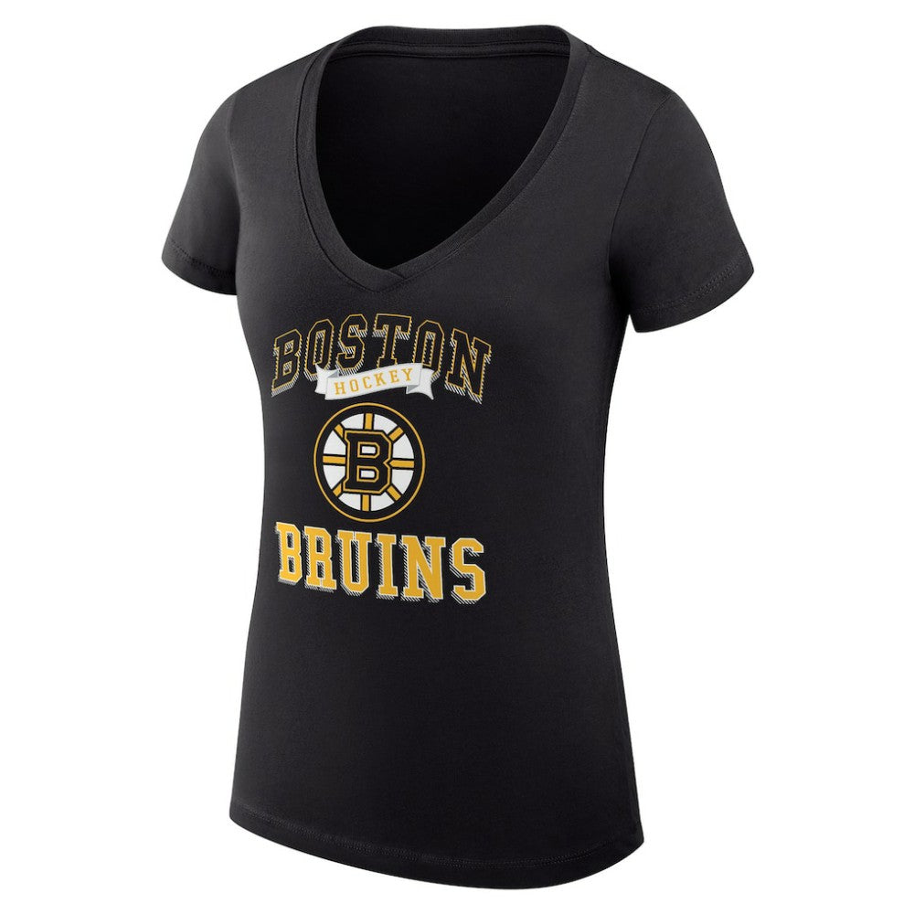Boston Bruins G-III 4Her by Carl Banks Women's Super-Slim Fit Lightweight Team Logo Graphic V-Neck T-Shirt - Black T-shirts