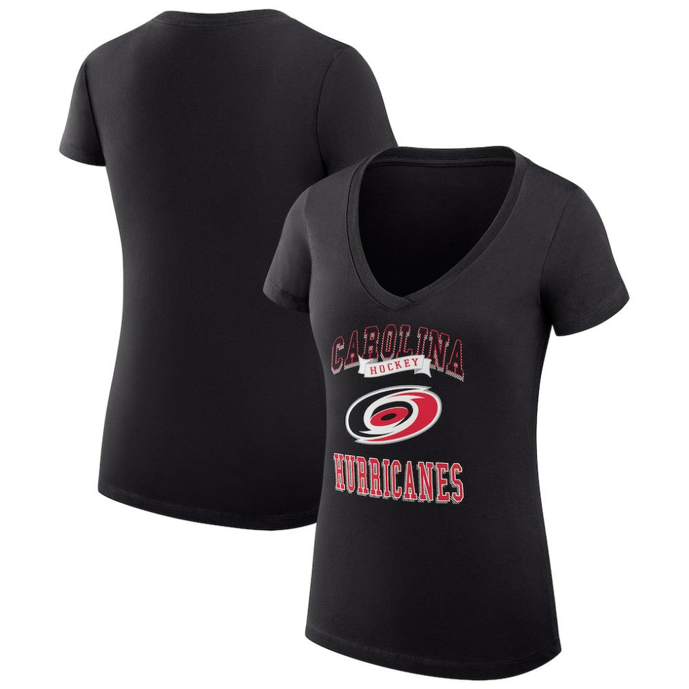 Carolina Hurricanes G-III 4Her by Carl Banks Women's Super-Slim Fit Lightweight Team Logo Graphic V-Neck T-Shirt - Black T-shirts