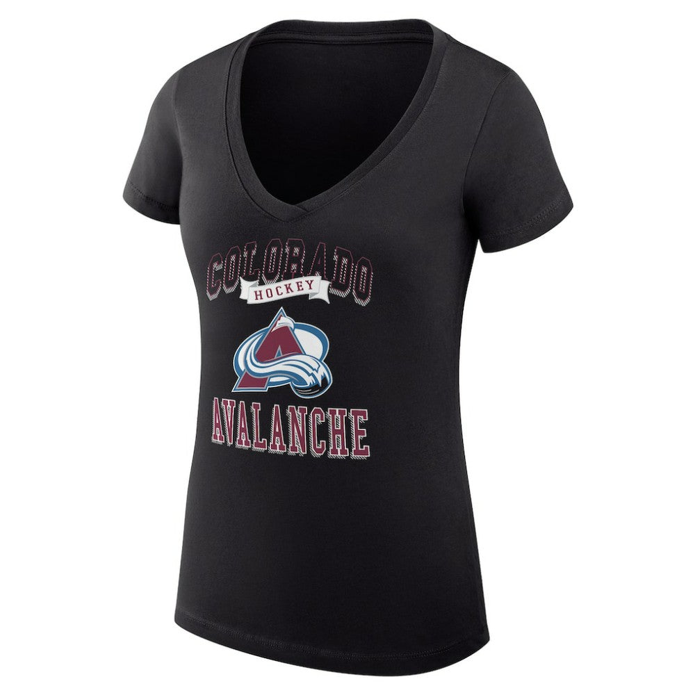 Colorado Avalanche G-III 4Her by Carl Banks Women's Super-Slim Fit Lightweight Team Logo Graphic V-Neck T-Shirt - Black T-shirts