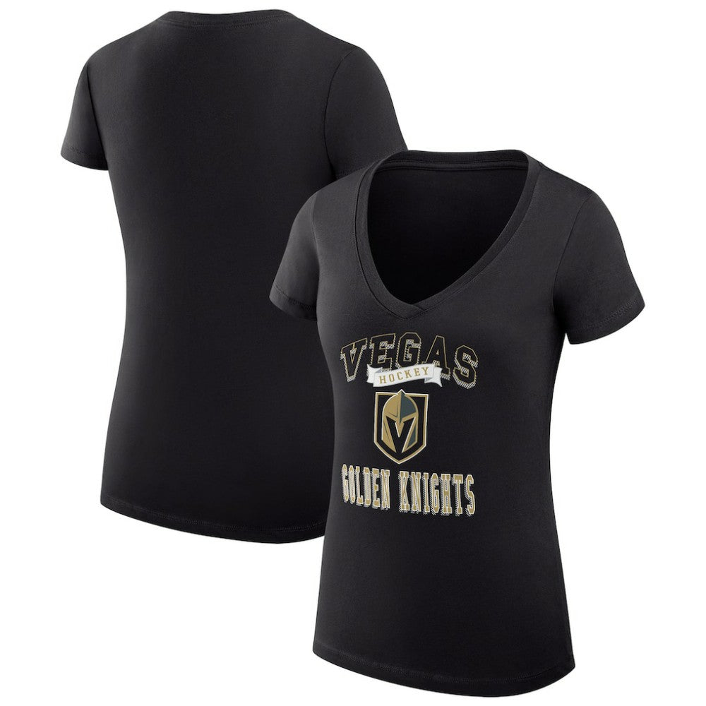 Vegas Golden Knights G-III 4Her by Carl Banks Women's Super-Slim Fit Lightweight Team Logo Graphic V-Neck T-Shirt - Black T-shirts