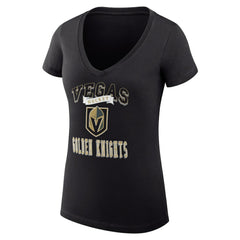 Vegas Golden Knights G-III 4Her by Carl Banks Women's Super-Slim Fit Lightweight Team Logo Graphic V-Neck T-Shirt - Black T-shirts