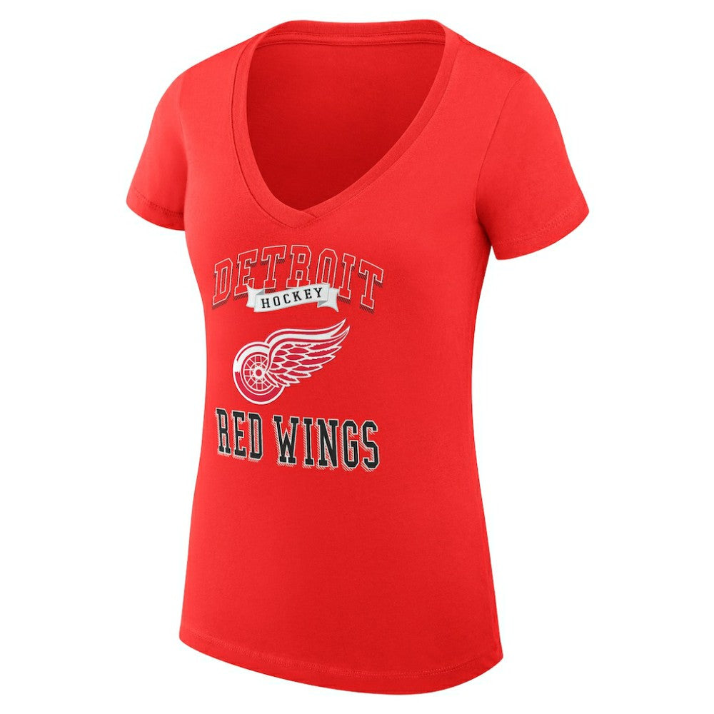 Detroit Red Wings G-III 4Her by Carl Banks Women's Super-Slim Fit Lightweight Team Logo Graphic V-Neck T-Shirt - Red T-shirts