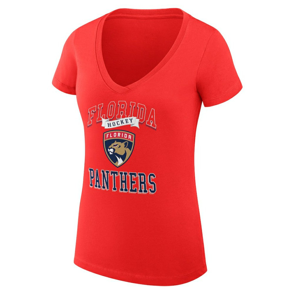 Florida Panthers G-III 4Her by Carl Banks Women's Super-Slim Fit Lightweight Team Logo Graphic V-Neck T-Shirt - Red T-shirts