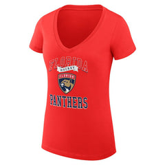 Florida Panthers G-III 4Her by Carl Banks Women's Super-Slim Fit Lightweight Team Logo Graphic V-Neck T-Shirt - Red T-shirts