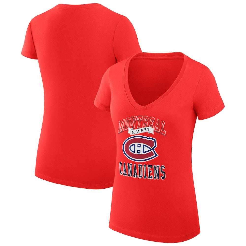 Montreal Canadiens G-III 4Her by Carl Banks Women's Super-Slim Fit Lightweight Team Logo Graphic V-Neck T-Shirt - Red T-shirts