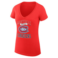 Montreal Canadiens G-III 4Her by Carl Banks Women's Super-Slim Fit Lightweight Team Logo Graphic V-Neck T-Shirt - Red T-shirts
