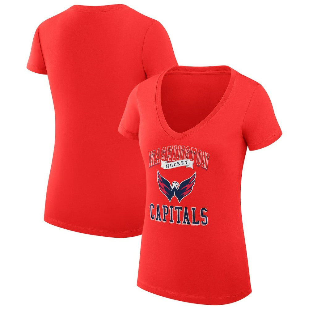 Washington Capitals G-III 4Her by Carl Banks Women's Super-Slim Fit Lightweight Team Logo Graphic V-Neck T-Shirt - Red T-shirts