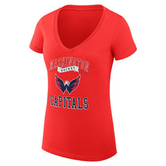 Washington Capitals G-III 4Her by Carl Banks Women's Super-Slim Fit Lightweight Team Logo Graphic V-Neck T-Shirt - Red T-shirts