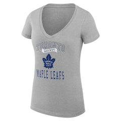Toronto Maple Leafs G-III 4Her by Carl Banks Women's Super-Slim Fit Lightweight Team Logo Graphic V-Neck T-Shirt - Heather Gray T-shirts