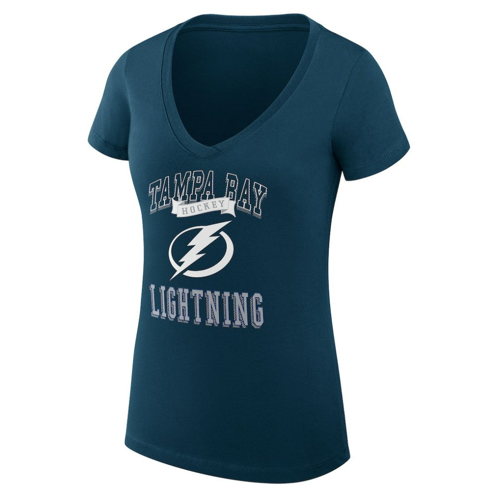Tampa Bay Lightning G-III 4Her by Carl Banks Women's Super-Slim Fit Lightweight Team Logo Graphic V-Neck T-Shirt - Navy T-shirts