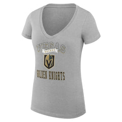 Vegas Golden Knights G-III 4Her by Carl Banks Women's Super-Slim Fit Lightweight Team Logo Graphic V-Neck T-Shirt - Heather Gray T-shirts