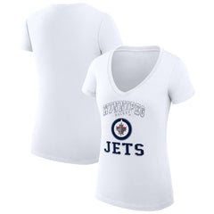 Winnipeg Jets G-III 4Her by Carl Banks Women's Super-Slim Fit Lightweight Team Logo Graphic V-Neck T-Shirt - White T-shirts
