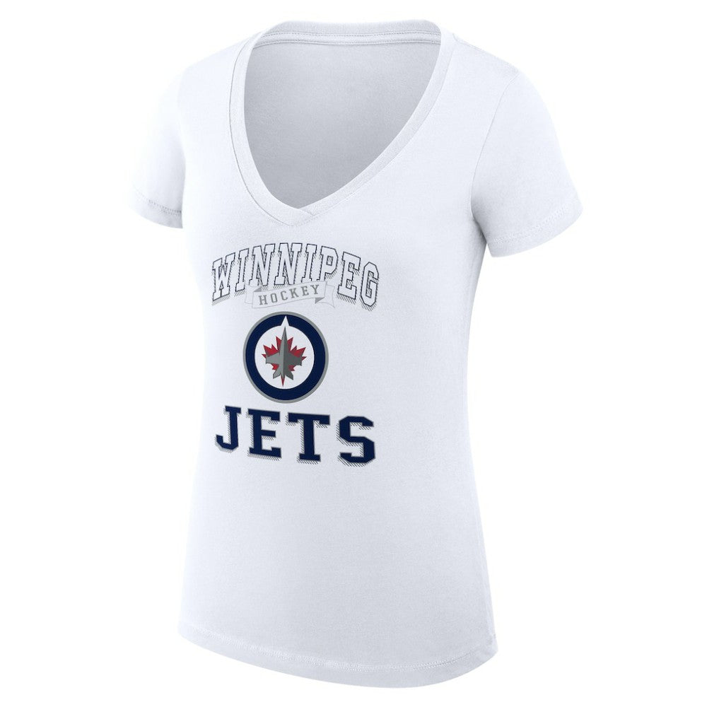 Winnipeg Jets G-III 4Her by Carl Banks Women's Super-Slim Fit Lightweight Team Logo Graphic V-Neck T-Shirt - White T-shirts