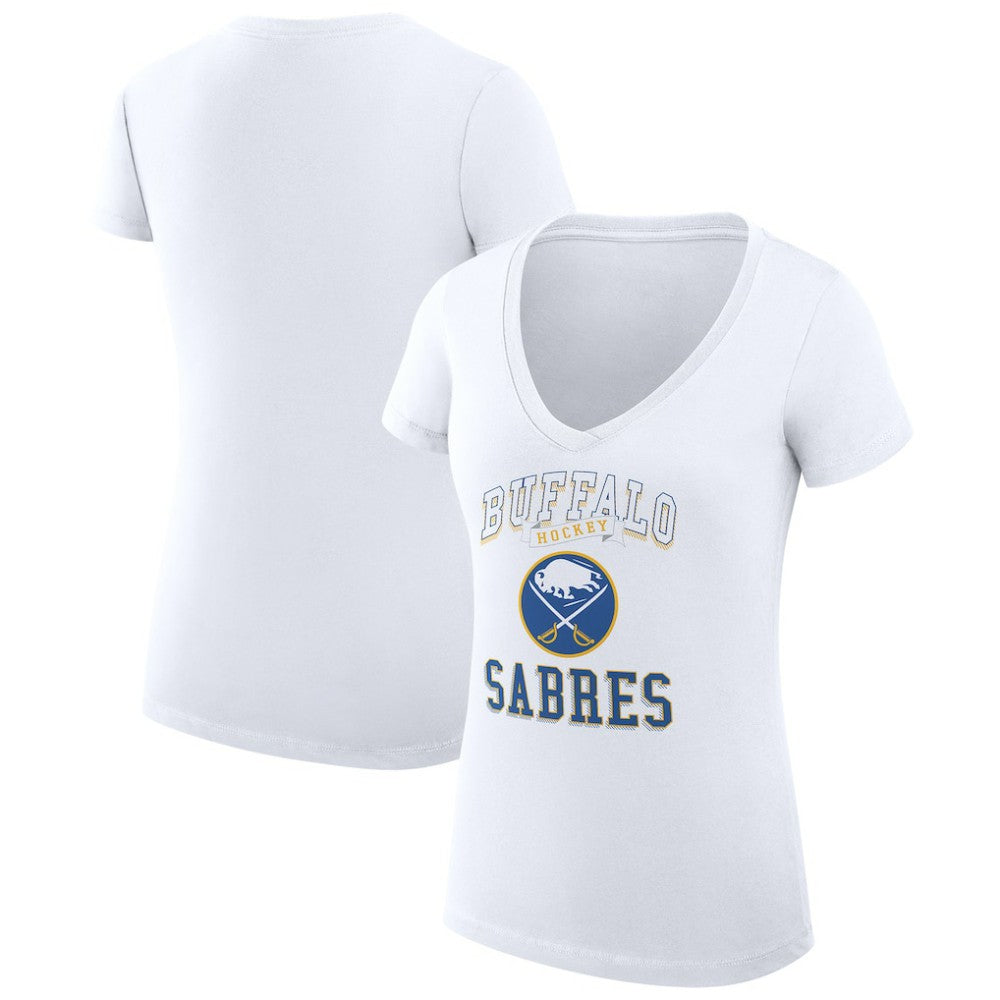 Buffalo Sabres G-III 4Her by Carl Banks Women's Super-Slim Fit Lightweight Team Logo Graphic V-Neck T-Shirt - White T-shirts