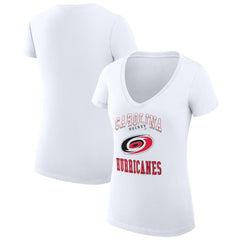 Carolina Hurricanes G-III 4Her by Carl Banks Women's Super-Slim Fit Lightweight Team Logo Graphic V-Neck T-Shirt - White T-shirts
