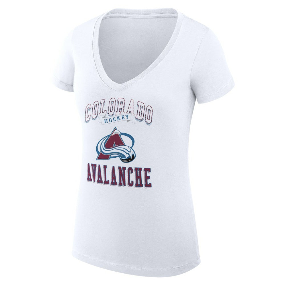 Colorado Avalanche G-III 4Her by Carl Banks Women's Super-Slim Fit Lightweight Team Logo Graphic V-Neck T-Shirt - White T-shirts