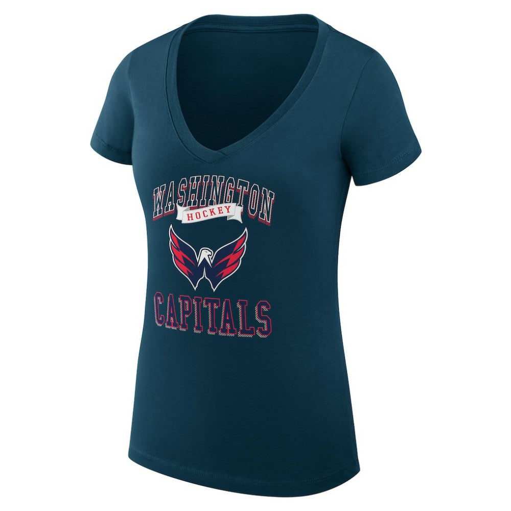 Washington Capitals G-III 4Her by Carl Banks Women's Super-Slim Fit Lightweight Team Logo Graphic V-Neck T-Shirt - Navy T-shirts