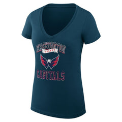 Washington Capitals G-III 4Her by Carl Banks Women's Super-Slim Fit Lightweight Team Logo Graphic V-Neck T-Shirt - Navy T-shirts
