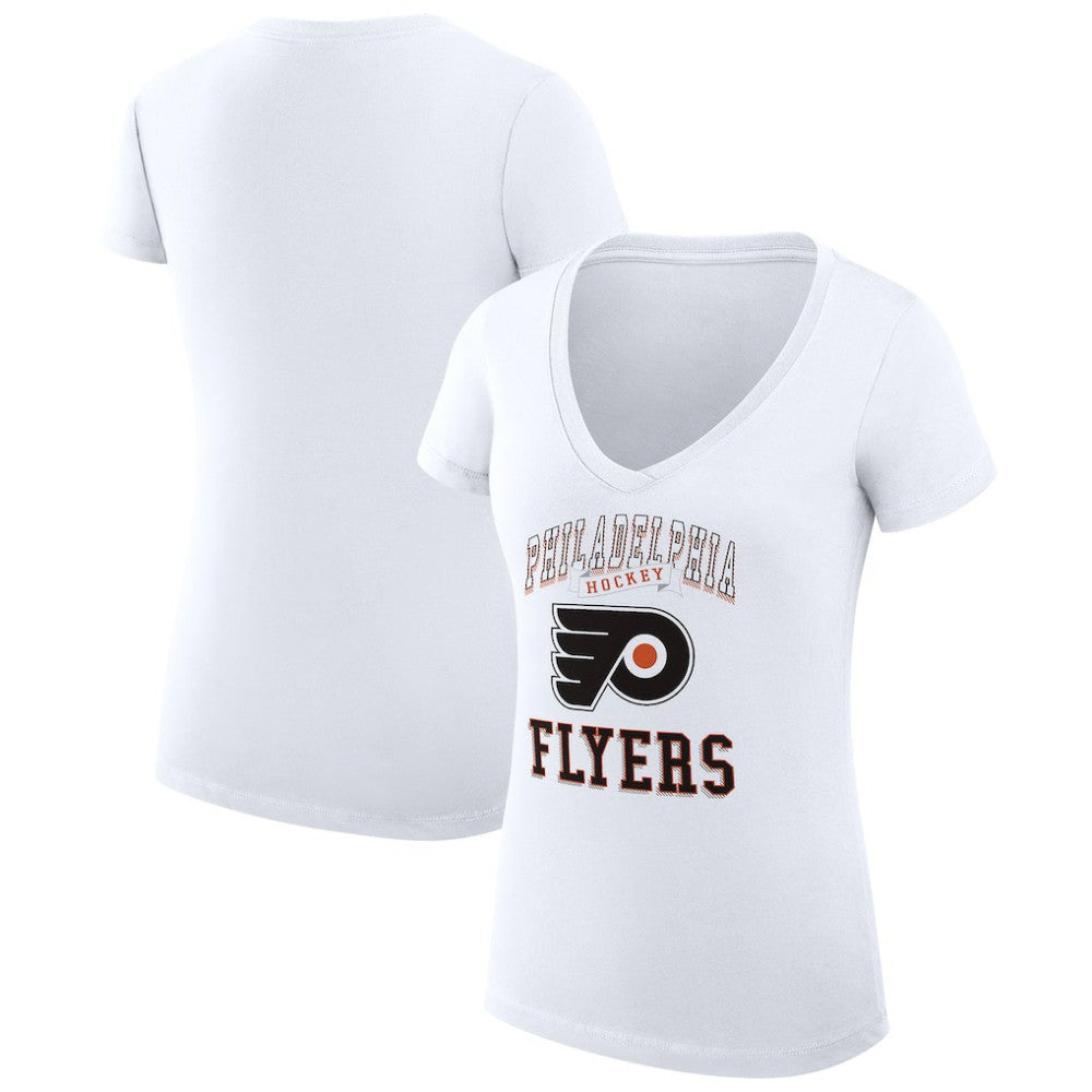 Philadelphia Flyers G-III 4Her by Carl Banks Women's Super-Slim Fit Lightweight Team Logo Graphic V-Neck T-Shirt - White T-shirts