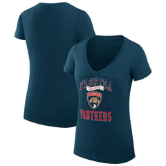 Florida Panthers G-III 4Her by Carl Banks Women's Super-Slim Fit Lightweight Team Logo Graphic V-Neck T-Shirt - Navy T-shirts