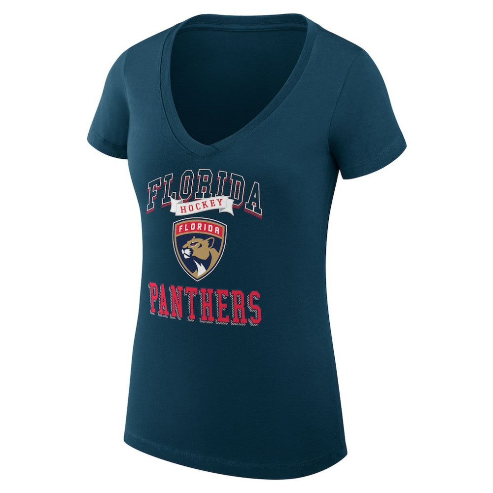 Florida Panthers G-III 4Her by Carl Banks Women's Super-Slim Fit Lightweight Team Logo Graphic V-Neck T-Shirt - Navy T-shirts