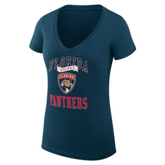 Florida Panthers G-III 4Her by Carl Banks Women's Super-Slim Fit Lightweight Team Logo Graphic V-Neck T-Shirt - Navy T-shirts