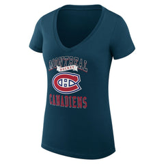Montreal Canadiens G-III 4Her by Carl Banks Women's Super-Slim Fit Lightweight Team Logo Graphic V-Neck T-Shirt - Navy T-shirts