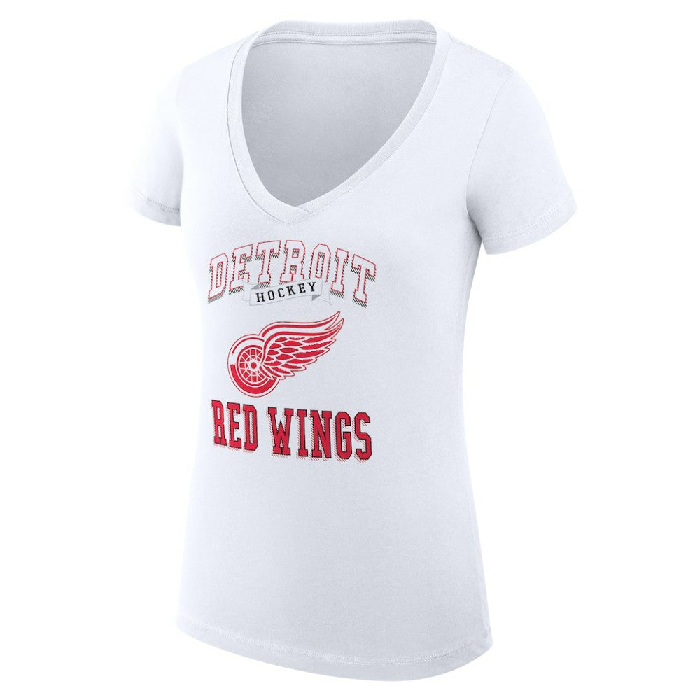 Detroit Red Wings G-III 4Her by Carl Banks Women's Super-Slim Fit Lightweight Team Logo Graphic V-Neck T-Shirt - White T-shirts