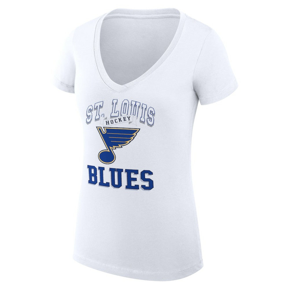 St. Louis Blues G-III 4Her by Carl Banks Women's Super-Slim Fit Lightweight Team Logo Graphic V-Neck T-Shirt - White T-shirts