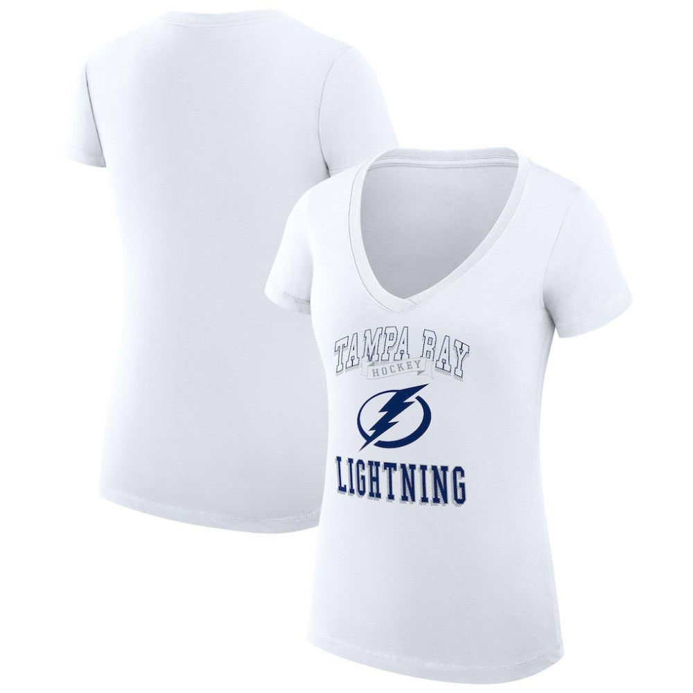 Tampa Bay Lightning G-III 4Her by Carl Banks Women's Super-Slim Fit Lightweight Team Logo Graphic V-Neck T-Shirt - White T-shirts
