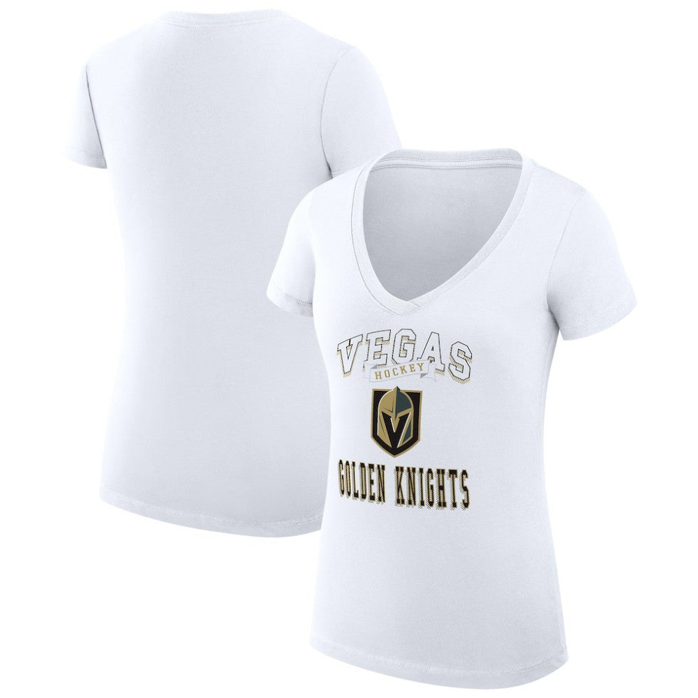 Vegas Golden Knights G-III 4Her by Carl Banks Women's Super-Slim Fit Lightweight Team Logo Graphic V-Neck T-Shirt - White T-shirts