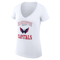 Washington Capitals G-III 4Her by Carl Banks Women's Super-Slim Fit Lightweight Team Logo Graphic V-Neck T-Shirt - White T-shirts