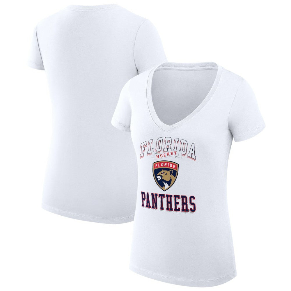 Florida Panthers G-III 4Her by Carl Banks Women's Super-Slim Fit Lightweight Team Logo Graphic V-Neck T-Shirt - White T-shirts
