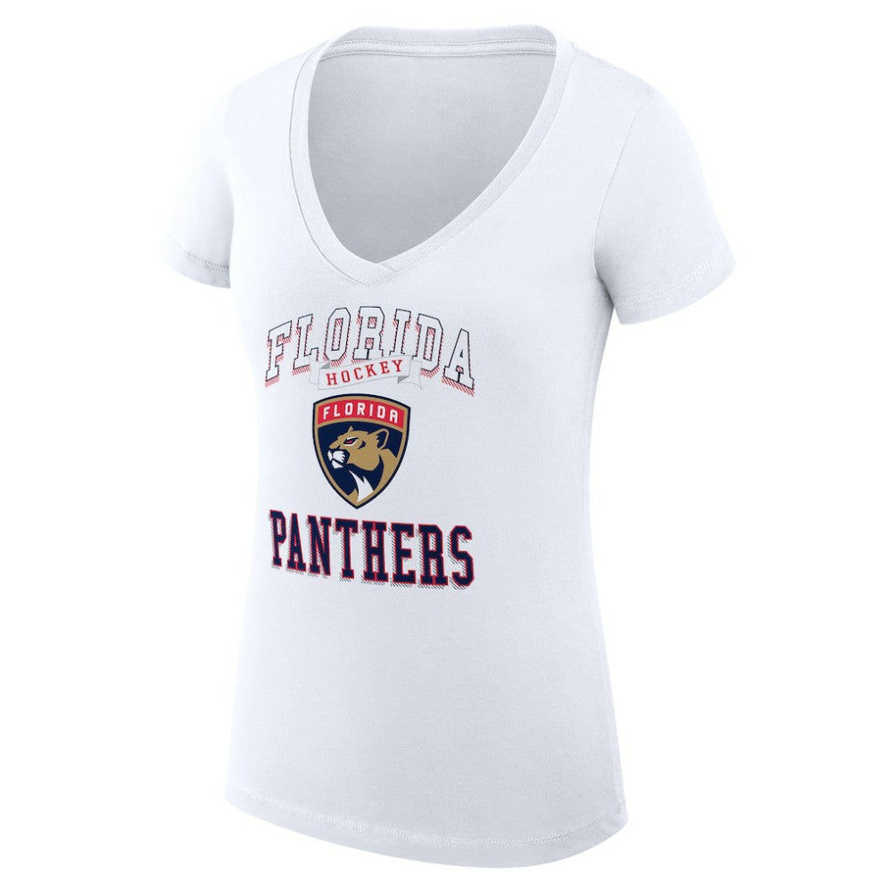 Florida Panthers G-III 4Her by Carl Banks Women's Super-Slim Fit Lightweight Team Logo Graphic V-Neck T-Shirt - White T-shirts
