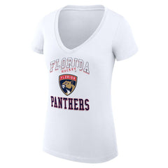 Florida Panthers G-III 4Her by Carl Banks Women's Super-Slim Fit Lightweight Team Logo Graphic V-Neck T-Shirt - White T-shirts