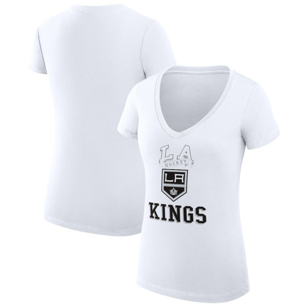Los Angeles Kings G-III 4Her by Carl Banks Women's Super-Slim Fit Lightweight Team Logo Graphic V-Neck T-Shirt - White T-shirts