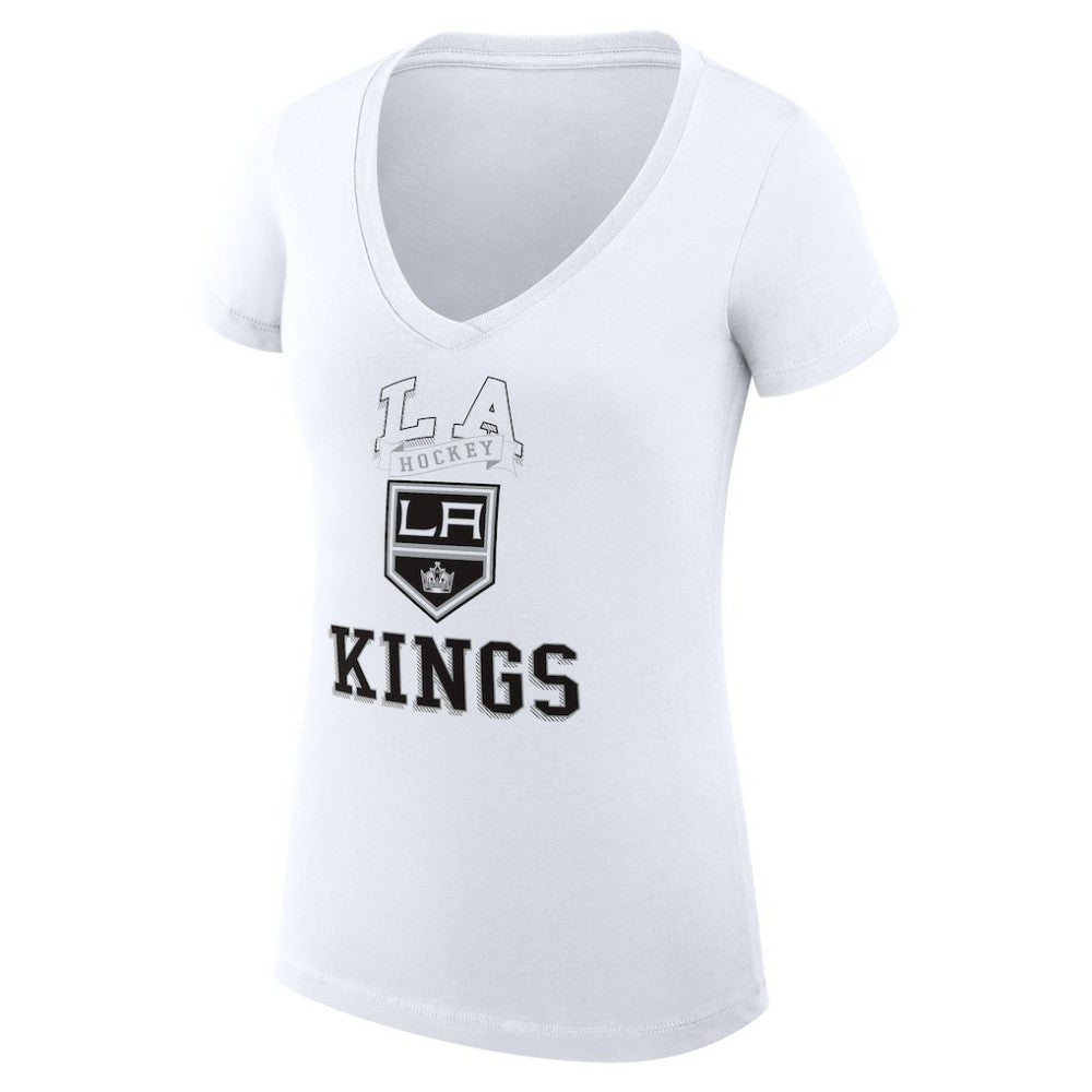 Los Angeles Kings G-III 4Her by Carl Banks Women's Super-Slim Fit Lightweight Team Logo Graphic V-Neck T-Shirt - White T-shirts