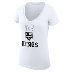 Los Angeles Kings G-III 4Her by Carl Banks Women's Super-Slim Fit Lightweight Team Logo Graphic V-Neck T-Shirt - White T-shirts