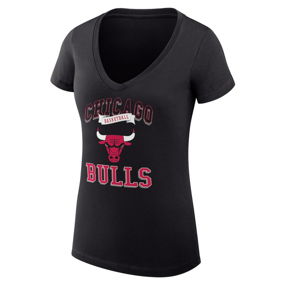 Chicago Bulls G-III 4Her by Carl Banks Women's Super-Slim Fit Lightweight Team Logo V-Neck T-Shirt sale - Black discount