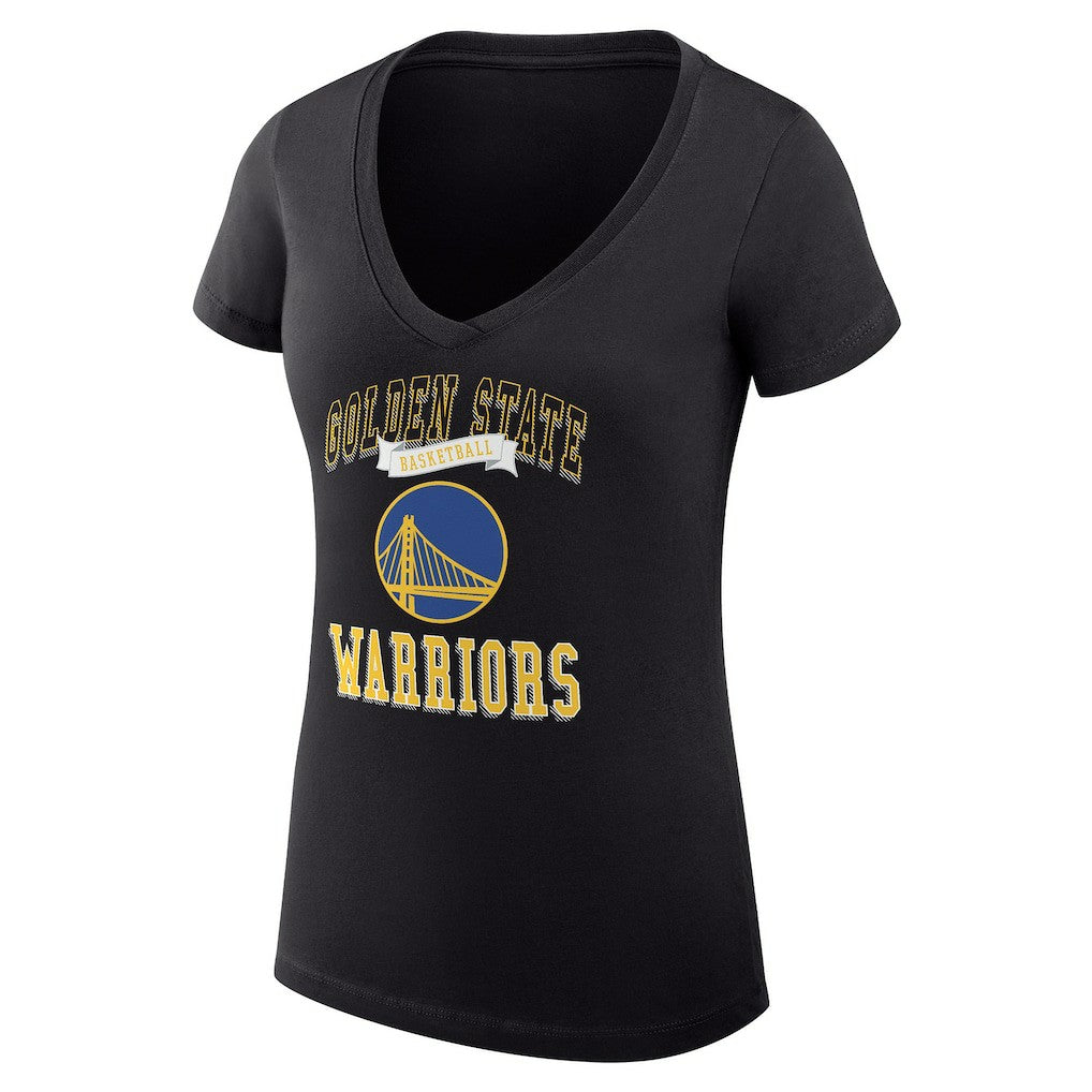 Golden State Warriors G-III 4Her by Carl Banks Women's Super-Slim Fit Lightweight Team Logo V-Neck T-Shirt sale - Black cheap